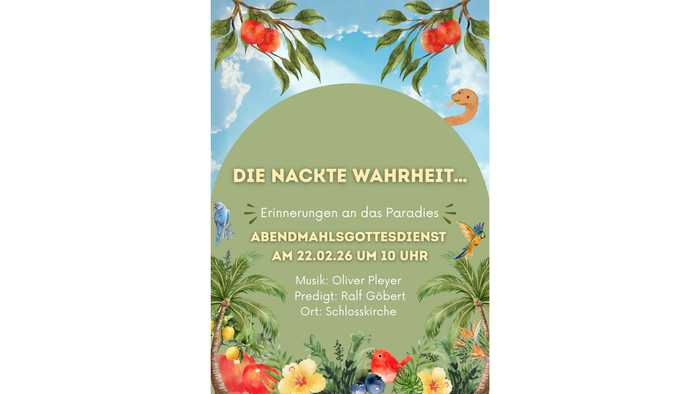 Einladungsplakat für einen deutschsprachigen Abendgottesdienst mit dem Titel **