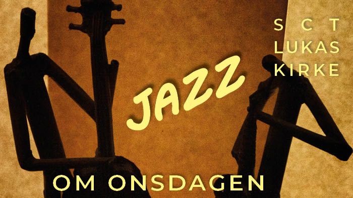 Jazzarrangementplakat med musikerne fra SCT Lukas Kirke med