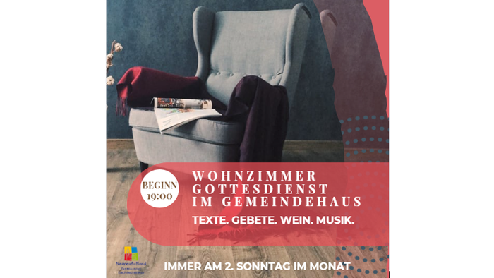 Gemütliches Wohnzimmer mit Sessel, Decke und Buch; Text: 