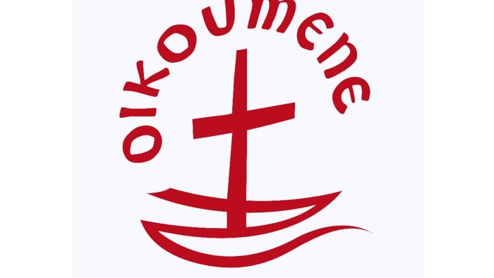 Das Bild zeigt ein rotes Kreuz auf einem Boot mit der Aufschrift „Oikoumene“.