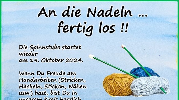 **Plakat für eine Strickgruppe ab dem 19. Oktober 2024 – mit Details und Kontaktdaten**