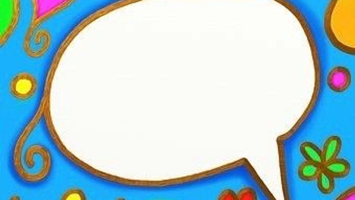 Bunter Hintergrund mit Sprechblase und bunten Formen