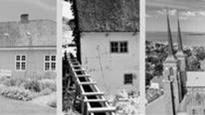 Frise med billeder af bygninger fra Roskilde