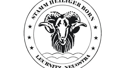 Das Siegel zeigt den Kopf eines Stammbockes mit Text und Sternen.