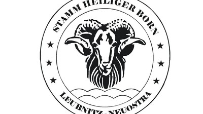 Das Siegel zeigt den Kopf eines Stammbockes mit Text und Sternen.
