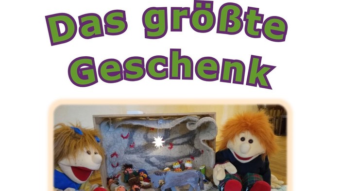 Plakat mit zwei Handpuppen