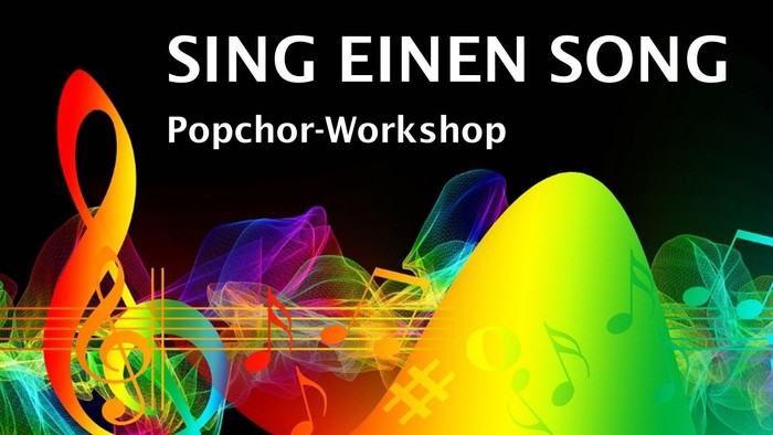 Bunter Popchor-Workshop mit farbenfrohen Noten und Texten