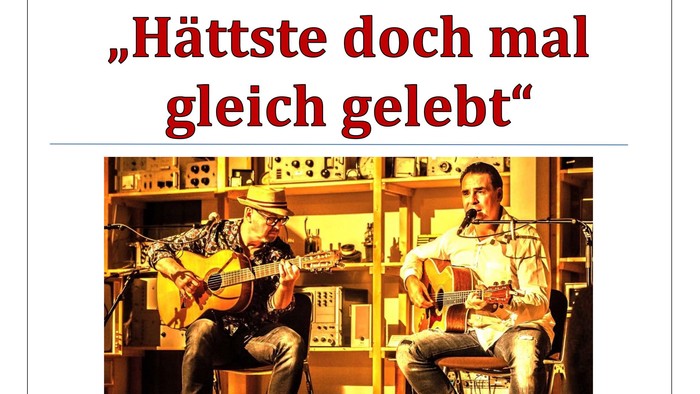 Poster für eine Veranstaltung in der Dorfkirche Wernsdorf am 10. Mai um 17:00 Uhr mit den Alltagspoeten Friedrich & Wiesenhütter.