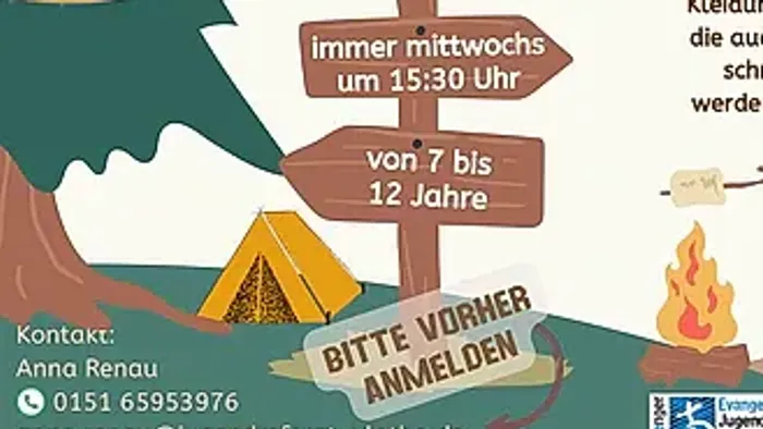 Flyer für Naturentdecker im Gemeindehaus Holzhausen, Start am 11. September 2024, immer mittwochs um 15:30 Uhr, für Kinder von 7 bis 12 Jahre, Kontakt: Anna Renau.