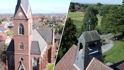 Luftbilder der Kirchen in Lahde und Bierde 