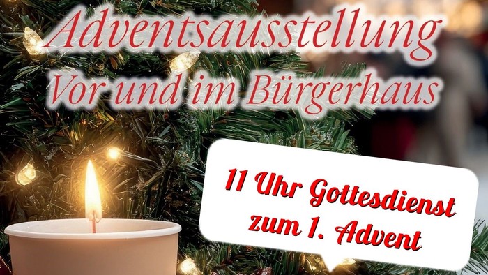 "Weihnachtsveranstaltungsplakat mit Kerze und Tannenbaum, Dezember 2024"