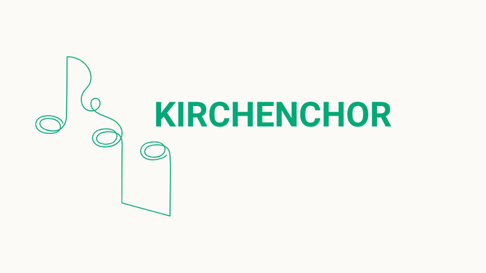 Grüne musikalischen Noten und dem Wort „Kirchenchor“ in Grün.