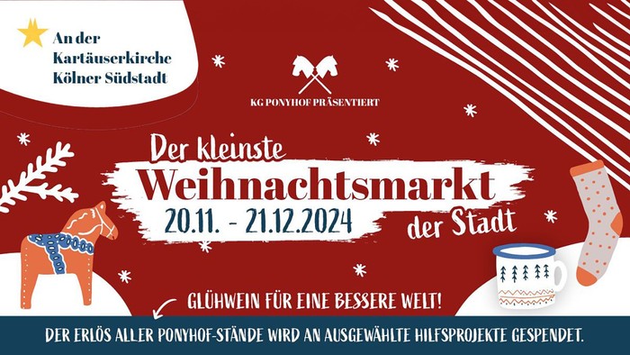 Weihnachtsmarkt in Köln mit Deko und Punsch