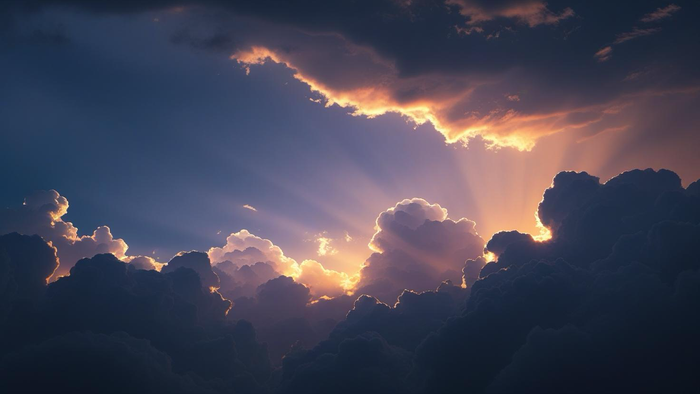 Dramatische Wolken bei Sonnenuntergang