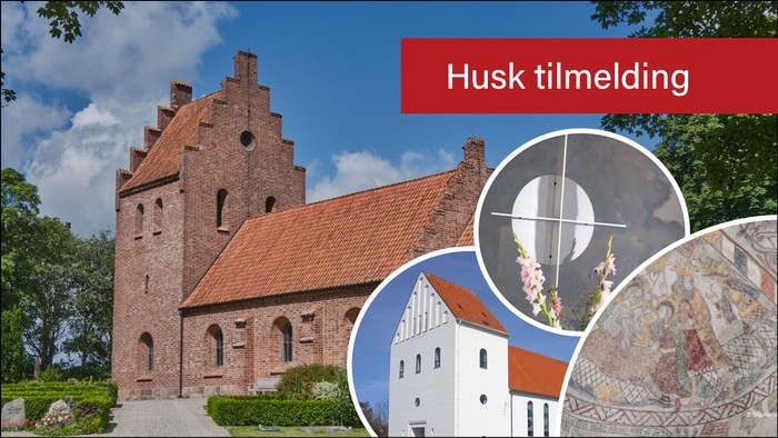 Billede af Husk Kirke med detaljer og tekst 'Husk tilmelding'