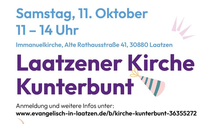 Flyer zur Laatzener Kirche Kunterbunt am 11. Oktober