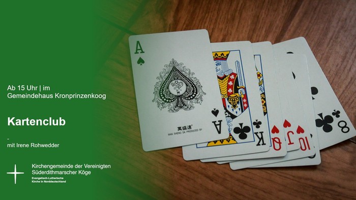 Kartenspiel mit König, Ass und Zehn, Werbung für Kartenverein