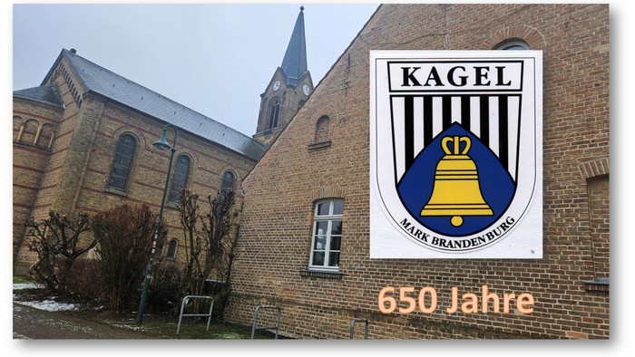 Das Bild zeigt eine Kirche mit dem KAGEL-Logo und der Aufschrift "650 Jahre"