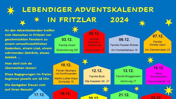 Adventskalender auf Deutsch mit Daten und Familienaktivitäten