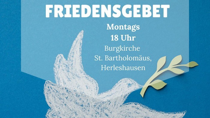 Friedensveranstaltungsplakat mit Tauben-Illustration und Details auf Deutsch