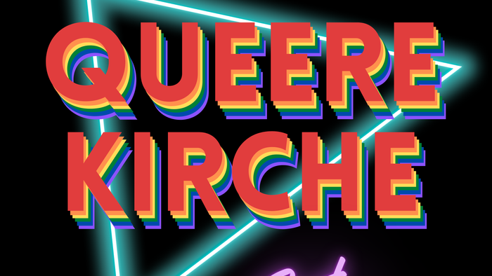 Bunter Neon-Schriftzug mit Regenbogenfarben und "Kölner" Logo