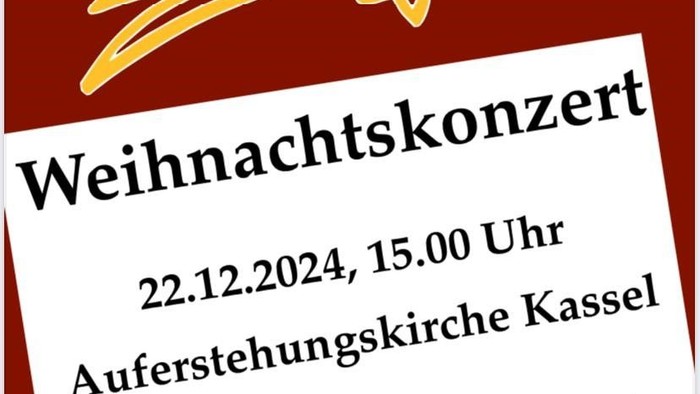 Plakat für das Weihnachtskonzert am 22. Dezember 2024 mit Chor und Solisten.