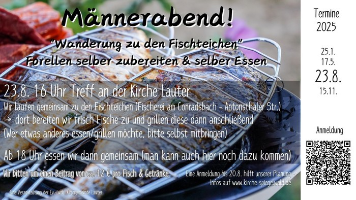 gegrillter Fisch mit Einladung zum Männerabend
