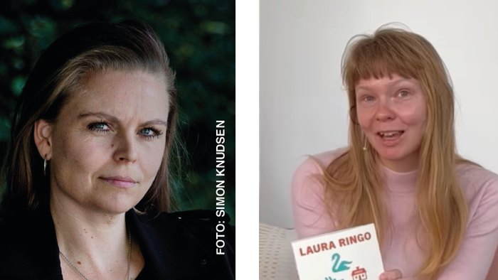 To billeder af kvinder, en med mørkt hår og en med blondt hår, begge med seriøse udtryk