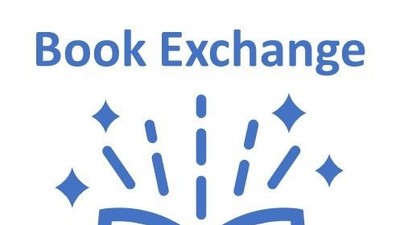 Open book with sparkles, labeled "Book Exchange"