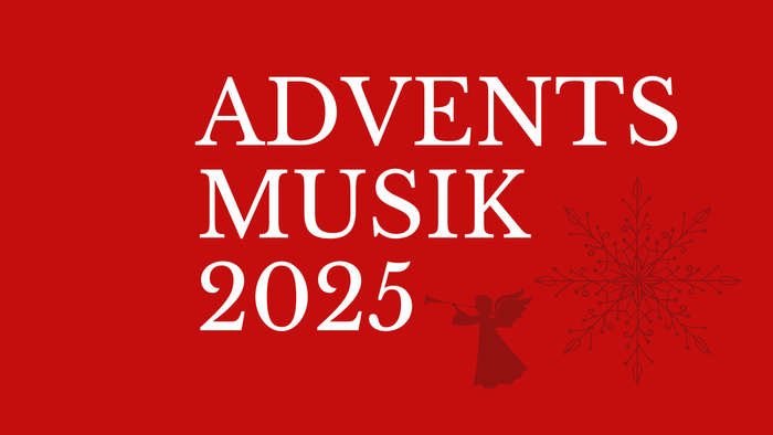 Adventsmusik 2025 med snøflake og kors.
