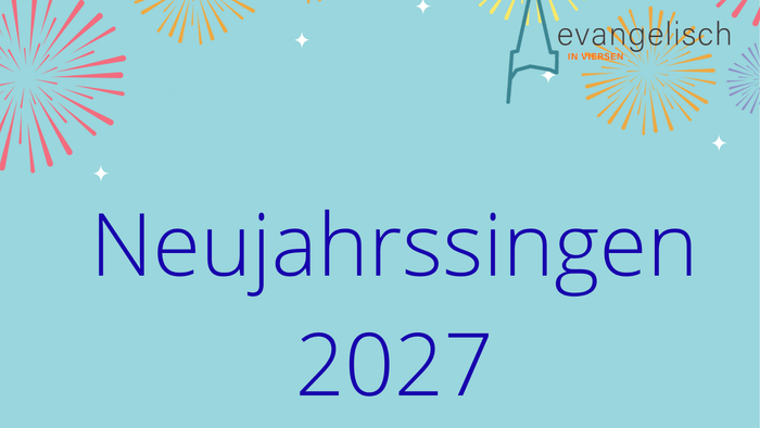 Titel und gemaltes Feuerwerk auf hellblauem HIntergrund