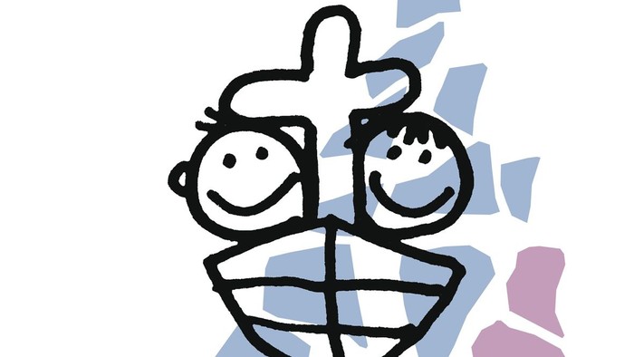 Das Bild zeigt ein kindliches Gesicht mit dem Text 