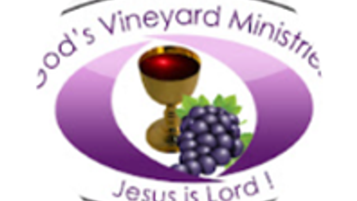 Gottes Vineyard Ministries Logo mit Trauben und Kelch
