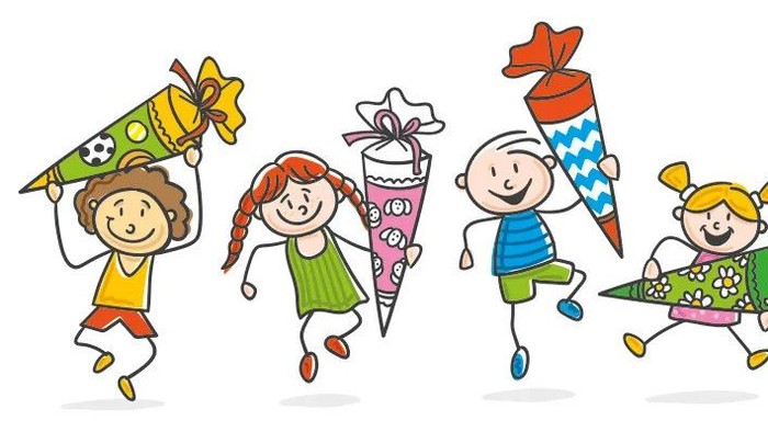 Kinder mit selbstgebastelten Papierdrachen