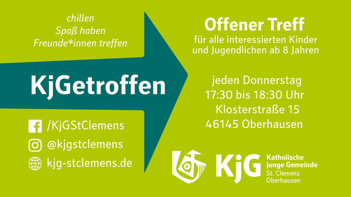 Offener Treff für Kinder und Jugendliche, jeden Donnerstag von 17:30 bis 18:30 Uhr in Oberhausen
