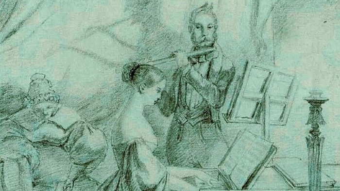 Albumcover med duo spillende klassisk musik, Haydn, Mozart og Beethoven