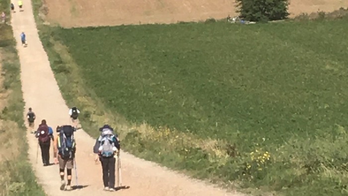 En gruppe på tur i landskabet