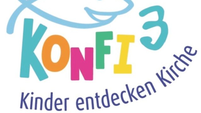 Logo für das „Konfi3“-Programm, das Kinder dazu ermutigt, kirchliche und glaubensbezogene Themen zu entdecken.