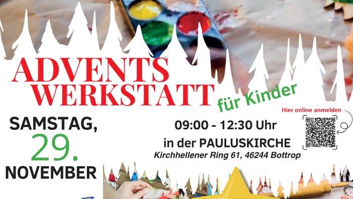 **Adventswerkstatt für Kinder am 29. November, 9:00 – 12:30 Uhr in der Pauluskirche, Bottrop**