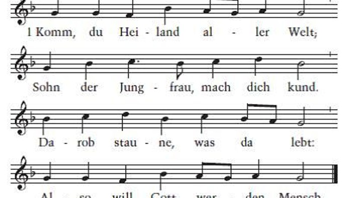 Notenblatt mit deutschem Text