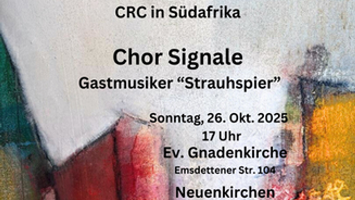 Plakat und Veranstaltungshinweis auf Konzert vom Chor Signale
