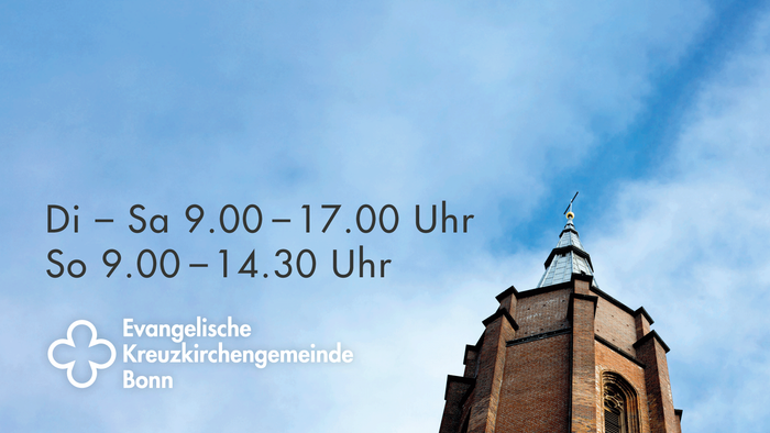 Einladung zur Kirche mit Öffnungszeiten und Begrüßungstext