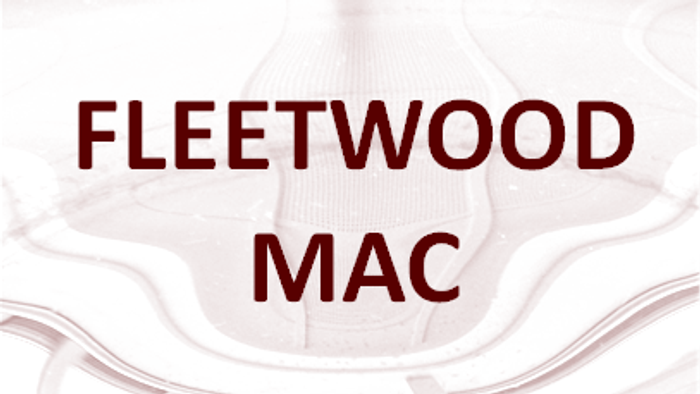 Billedet viser Fleetwood Mac-bandets logo med et stiliseret design.