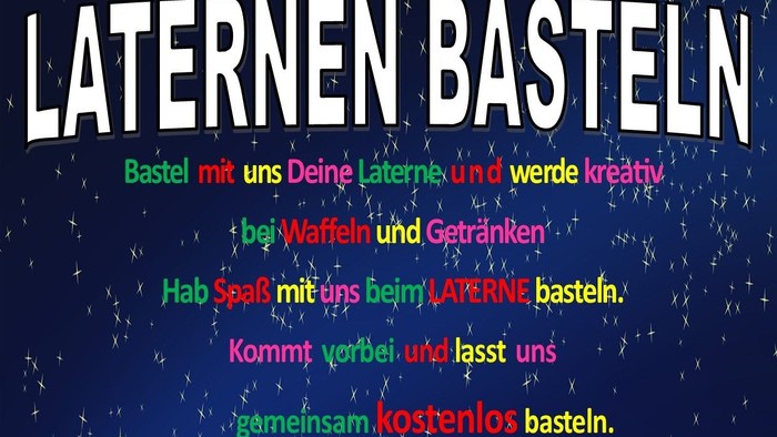 Plakat für Laternen Basteln am 02.11.2025 von 13:00-15:00 Uhr in Paul-Gerhardt-Gemeinde.