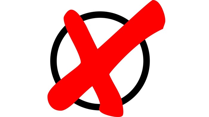 Das Bild zeigt ein rotes Kreuz innerhalb eines schwarzen Kreises.