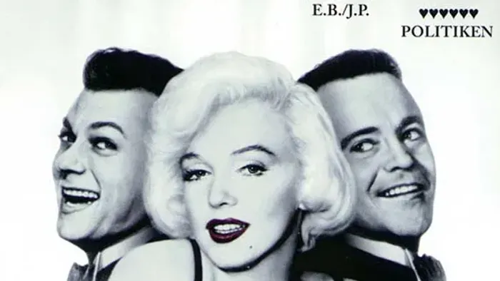 En DVD-cover med Marilyn Monroe, Tony Curtis og Jack Lemmon fra filmen