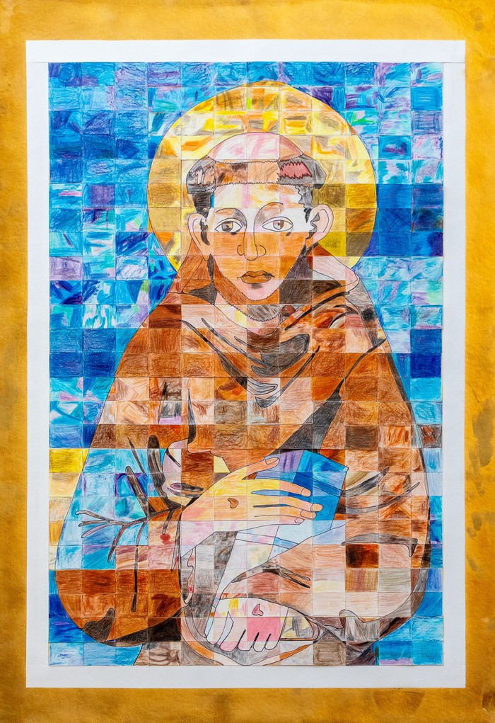 MichaelaPallanch_ mit_ 300Grundschülern_2015_Kirche StFranziskusSeiserAlm.jpg