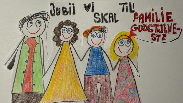 Fire børn står i en kreds og holder hånd, med teksten 