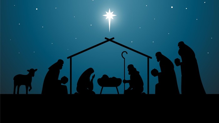 Nattens fødselsscene med stjernen over.