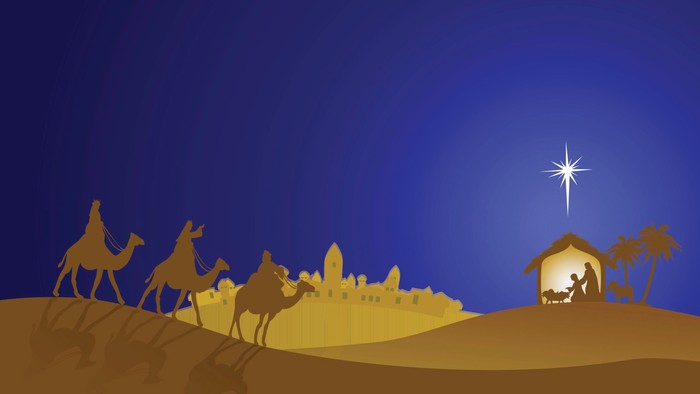 De vise mænd på vej til stalden i Bethlehem